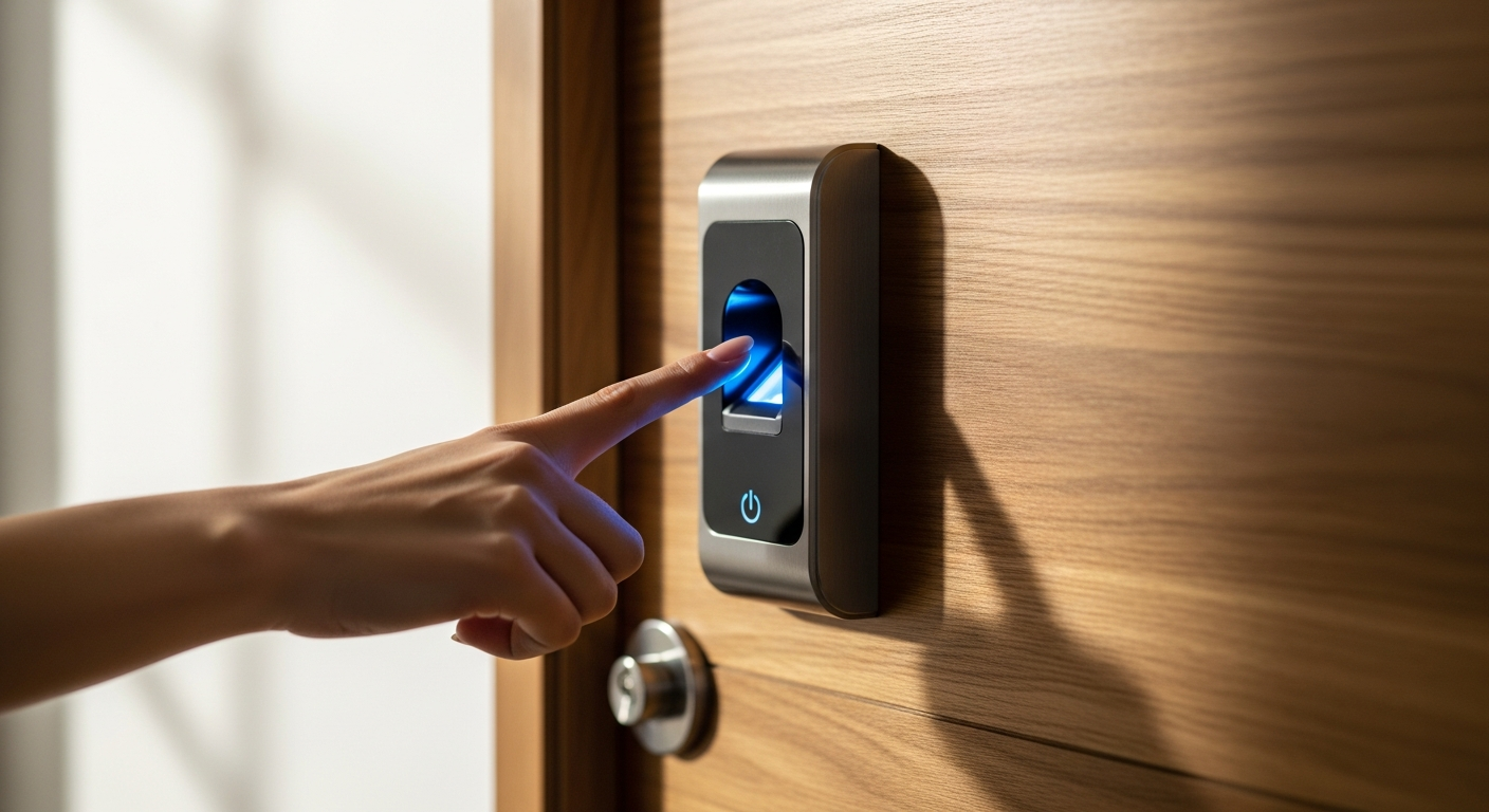 Lockin Veno Pro palm vein smart lock with integrated 2K video doorbell camera