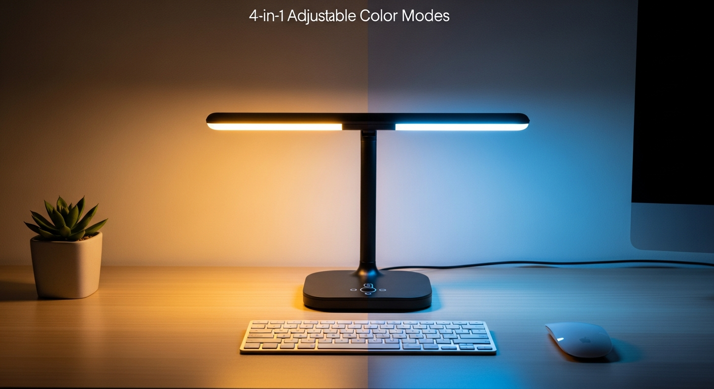 Modern 4-in-1 RGB LED lamp with color-changing capabilities and multi-functional design