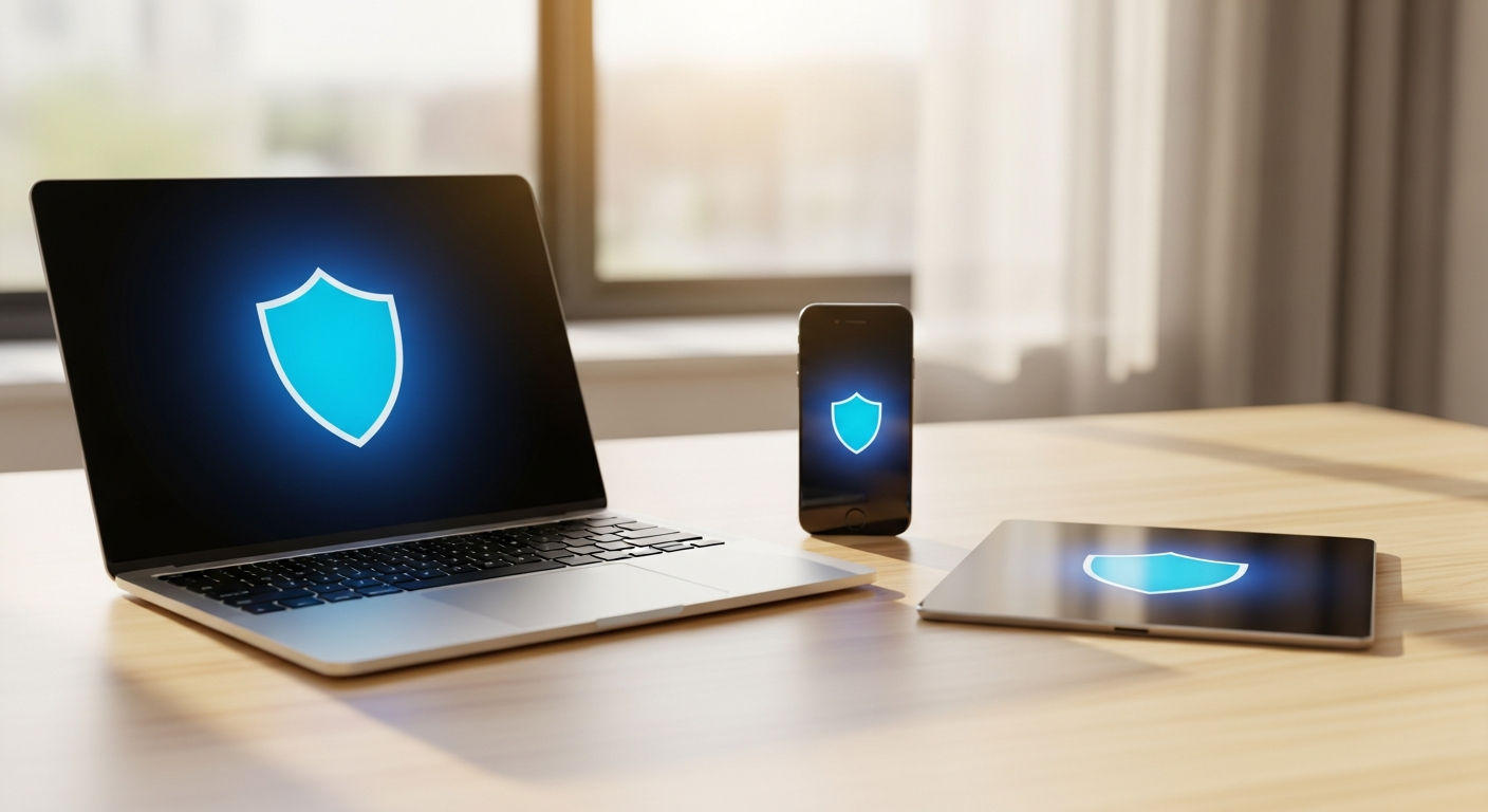 Malwarebytes Premium Security interface showing multi-device protection dashboard