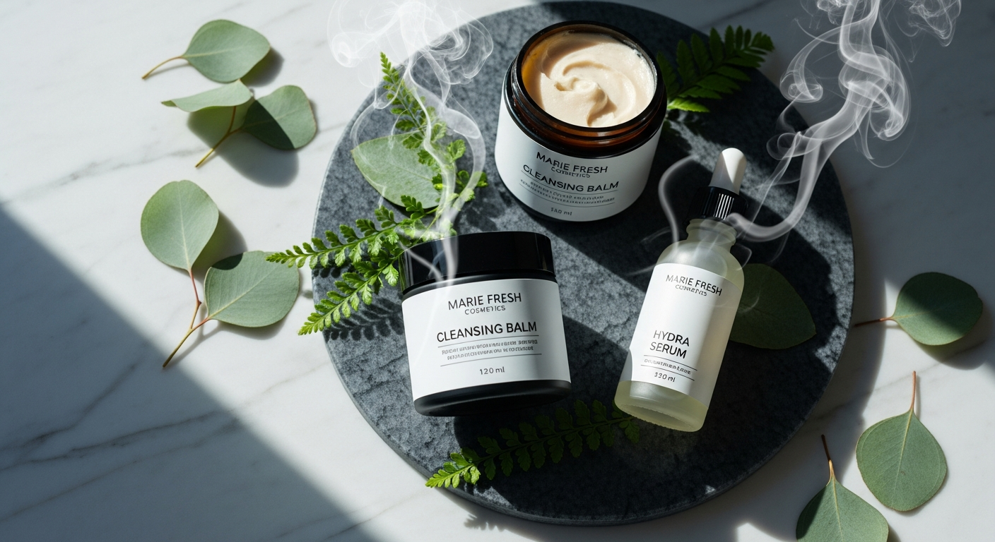 Marie Fresh Cosmetics cleansing balm and hydra serum skincare combo for men