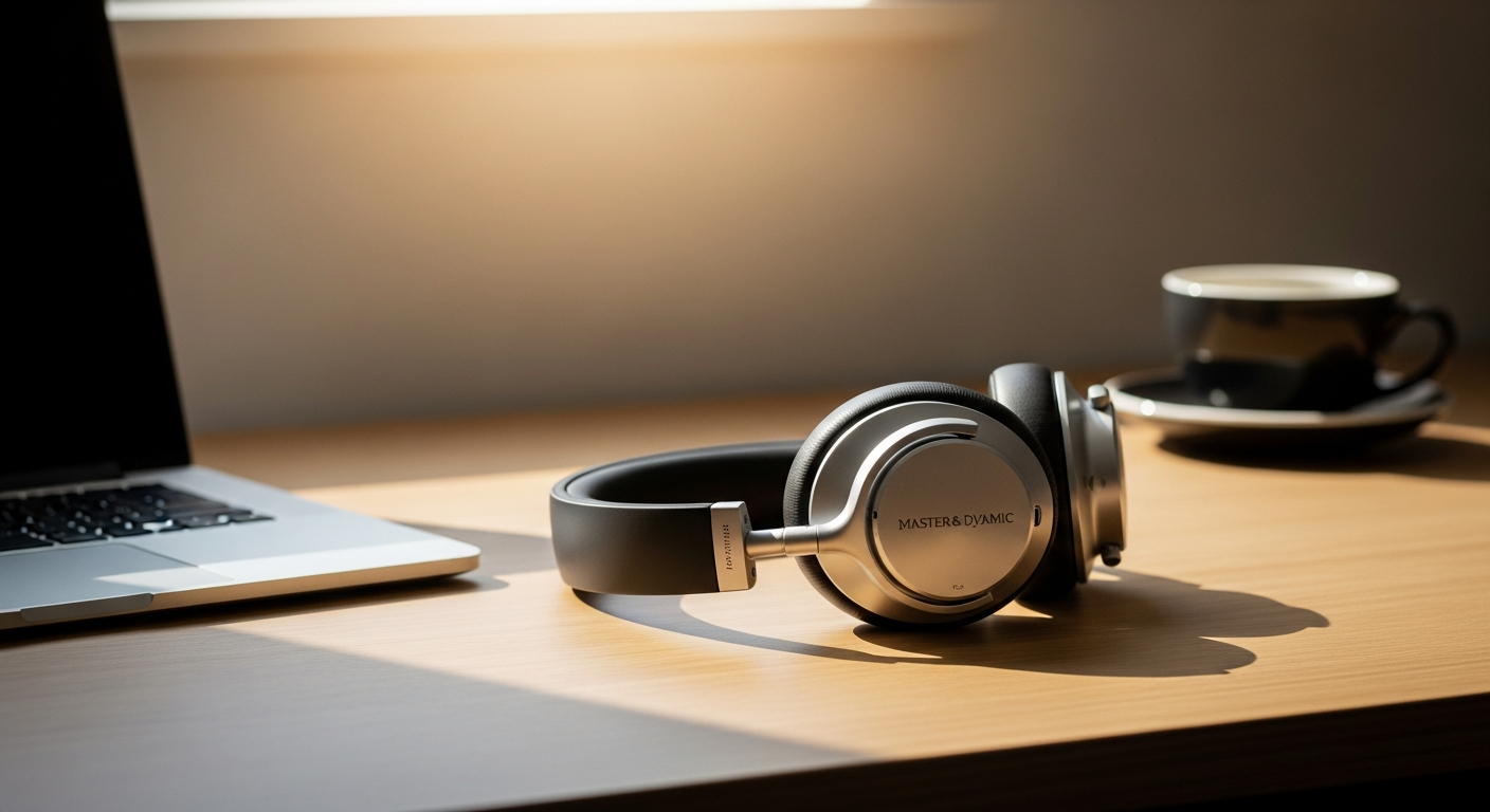 Master & Dynamic MW75 ANC headphones in premium anodized aluminum with lambskin leather ear pads