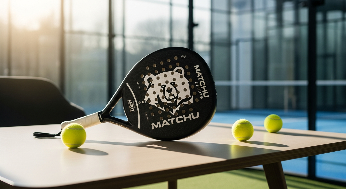 Matchu Sports Padel Racket Bear Round carbon racket with included padel bag on court