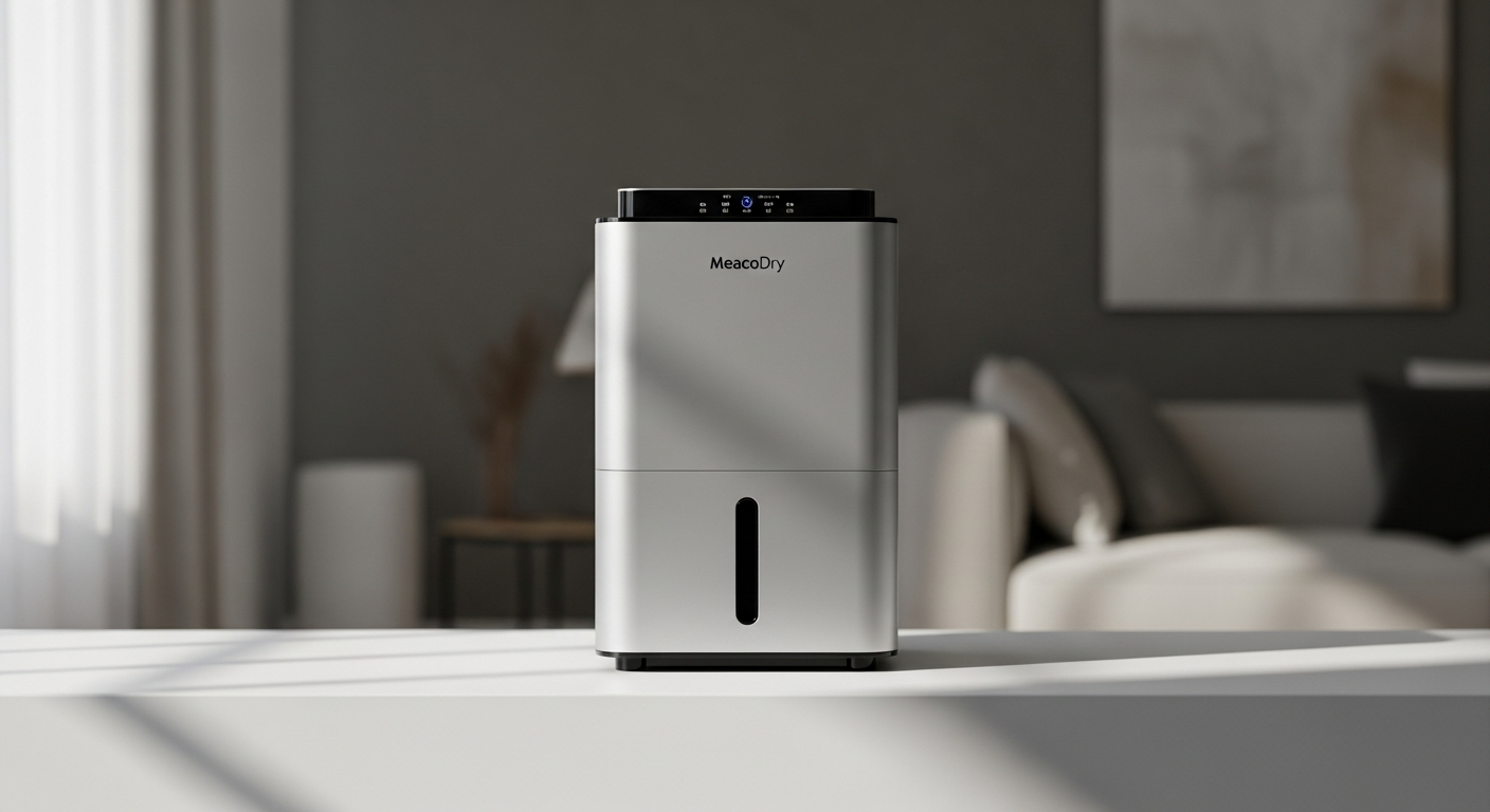MeacoDry Arete One dehumidifier air purifier unit in modern home setting