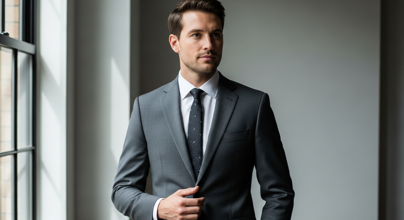 Awearness Kenneth Cole Slim Fit Tech Suit displayed on professional mannequin in navy