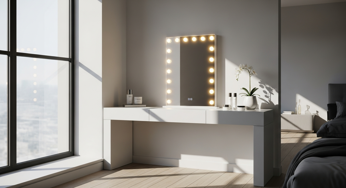 Mirlux Hollywood LED makeup mirror 80x60cm with dimmable lighting and touch controls