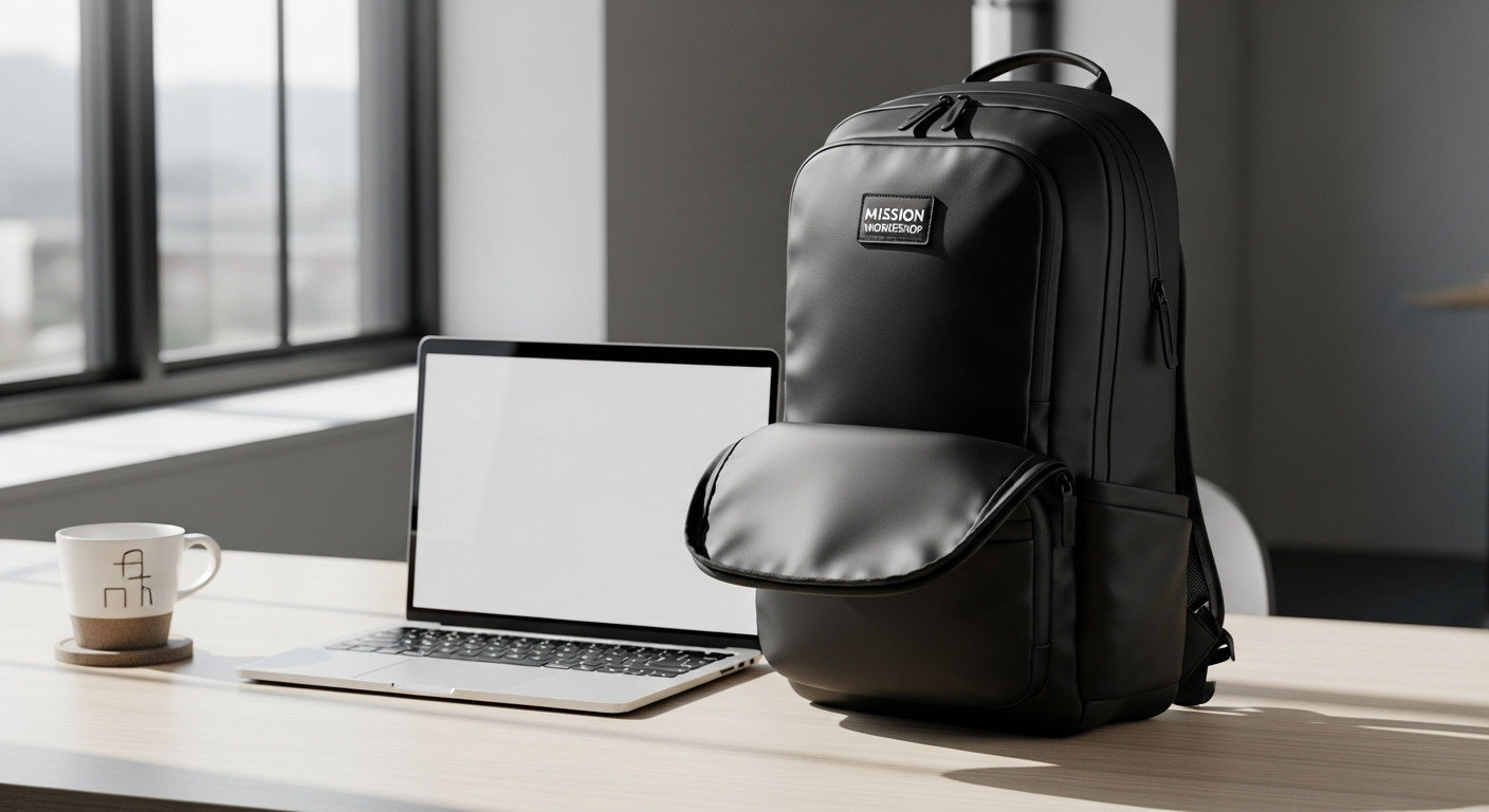 Mission Workshop Rhake weatherproof laptop backpack with VX-21 material and modular Arkiv rail system