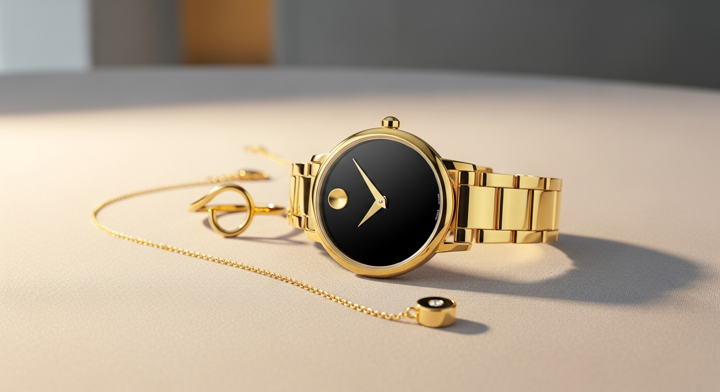 Movado Museum Classic Watch with iconic gold dot on black dial