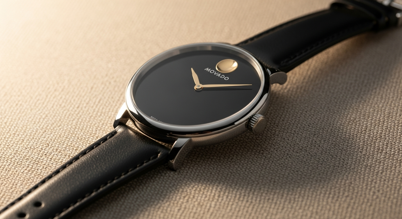 Movado Museum Classic minimalist watch with iconic dot dial design