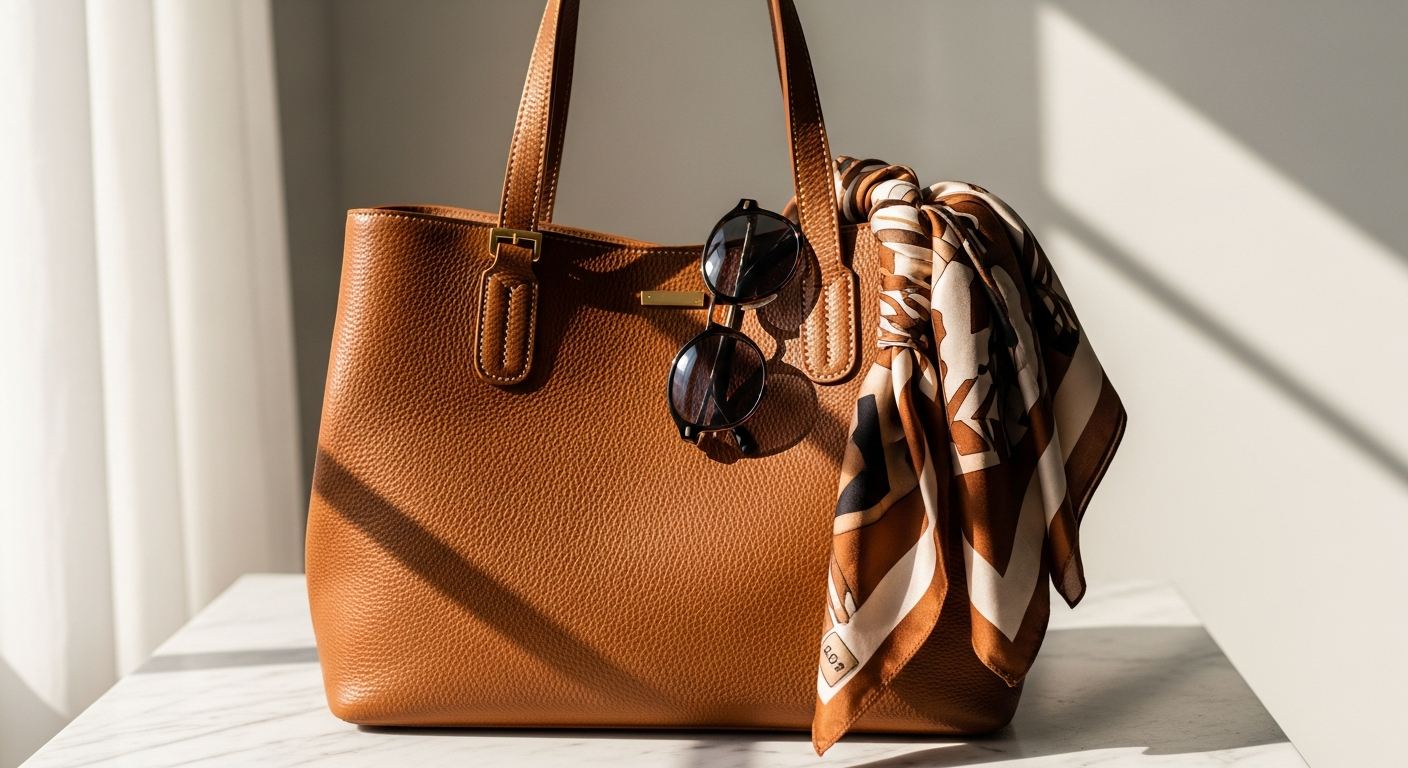Naghedi St. Barths Neoprene Woven Tote in neutral color displayed outdoors