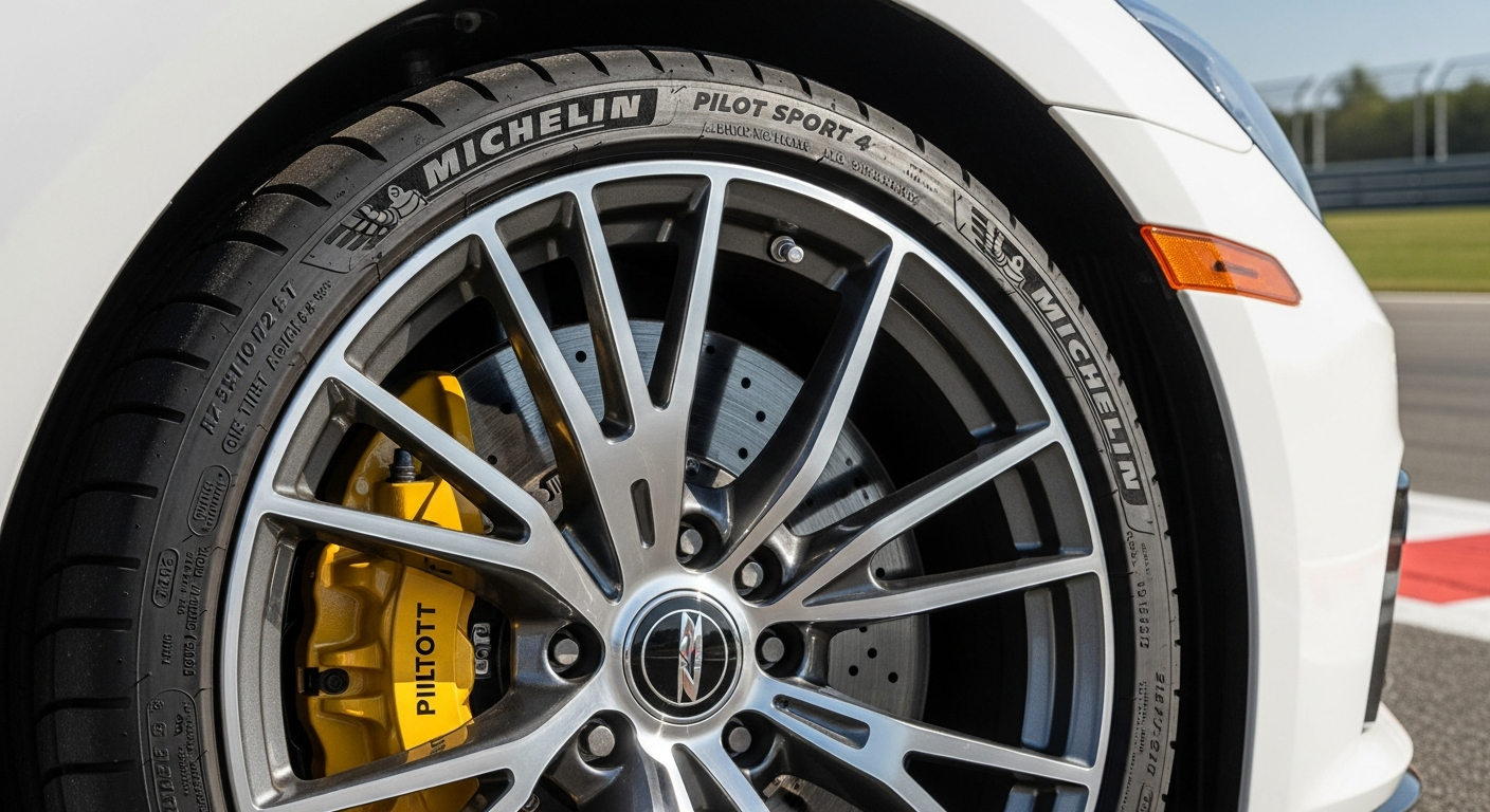 Michelin Pilot Sport 4 high-performance summer tire close-up detail shot