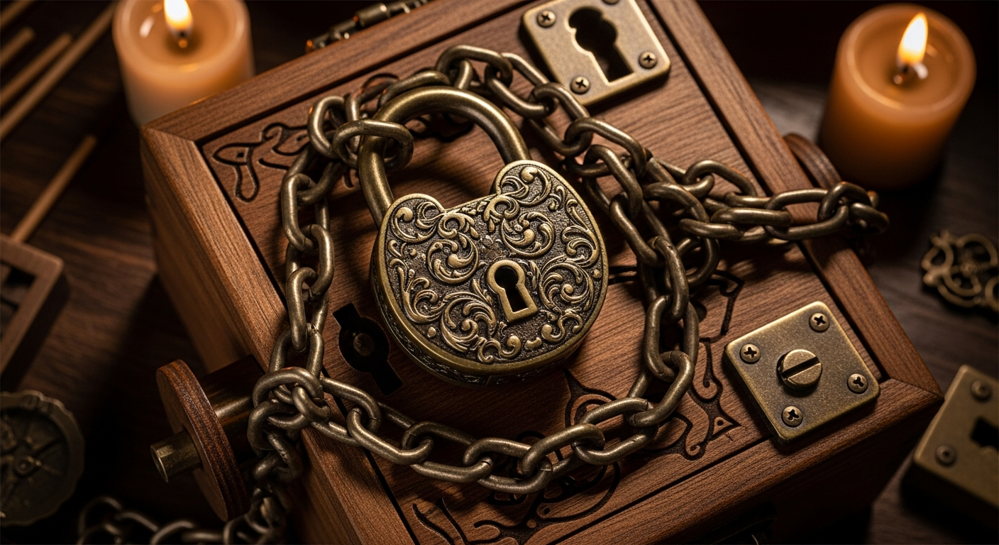 Houdini Escape Room Experience puzzle challenge setup with mechanical locks