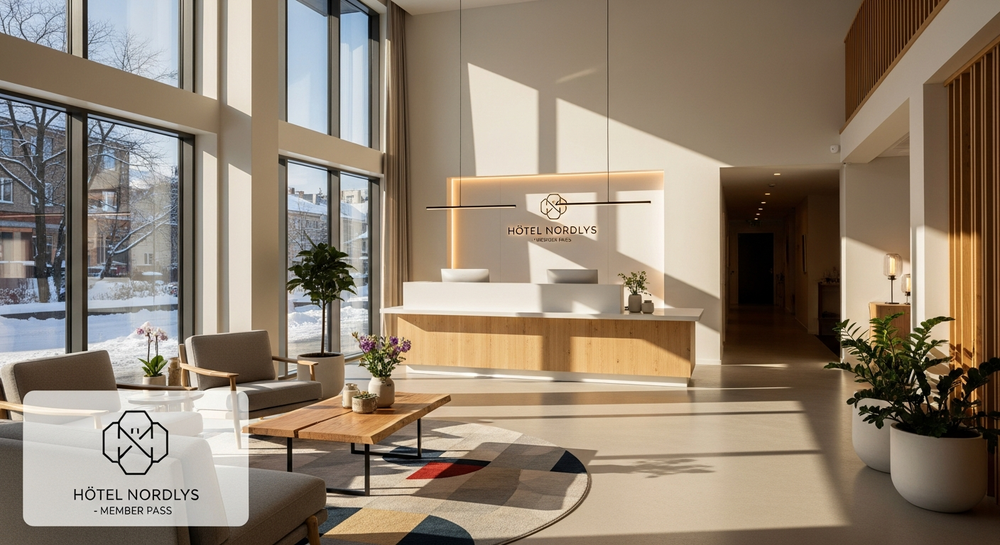 Nordic Choice Hotels Unlimited Nights Pass branding with Scandinavian landscape backdrop