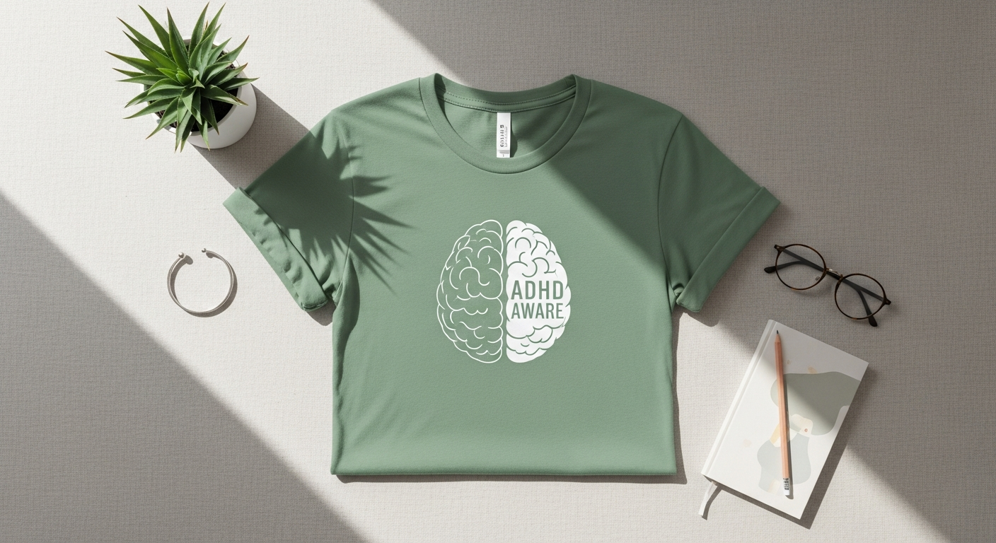 ADHD Tee in vibrant green by KallMeKris featuring neurodivergent-themed graphic design