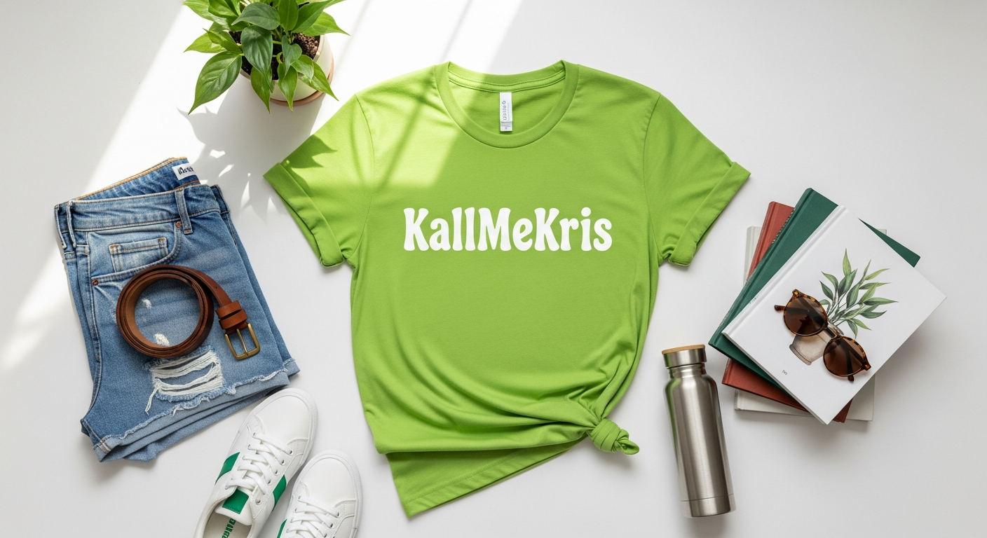 KallMeKris ADHD Green Cotton Tee displayed on model showing design and fit