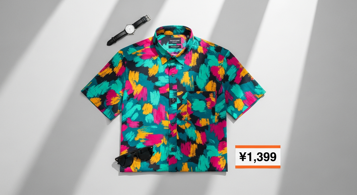 OTTO AT cream brown printed men's casual shirt on display