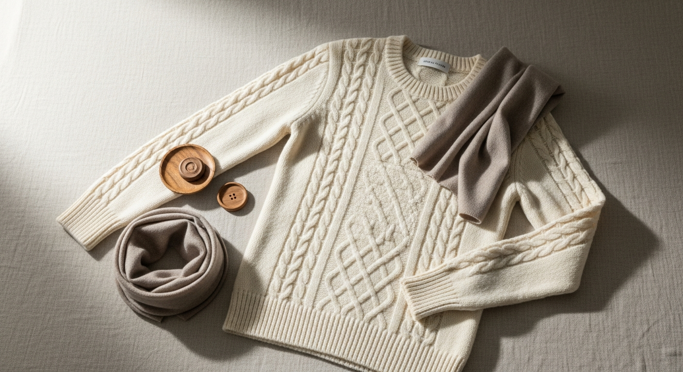 Olsen Women's Classic Cable Knit Jumper in cream showing premium cable knit texture and construction detail