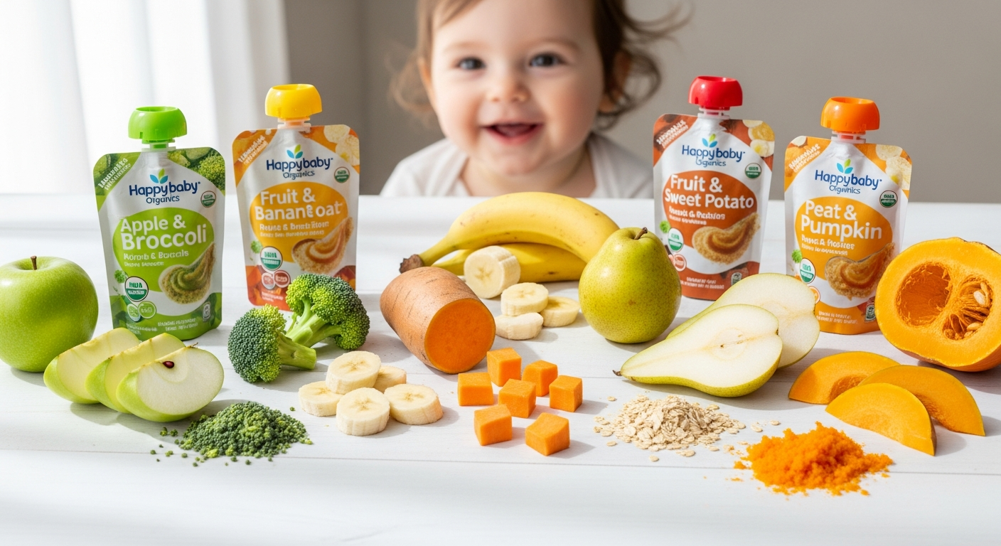 Happy Baby Organics Clearly Crafted Fruit & Oat Pouches Variety Pack for babies