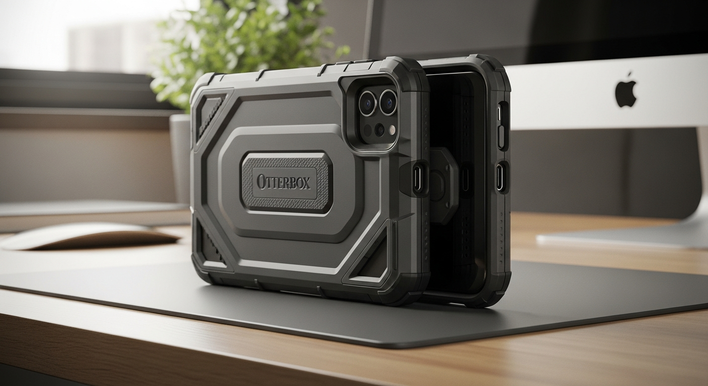 OtterBox Defender Series rugged phone case showing multi-layer construction and reinforced corners