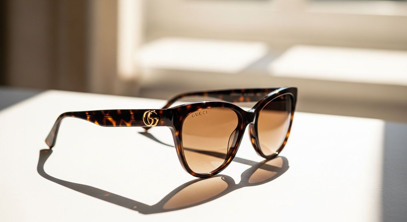 Gucci GG1680S cat-eye acetate sunglasses in black frame with grey lenses showcasing luxury design
