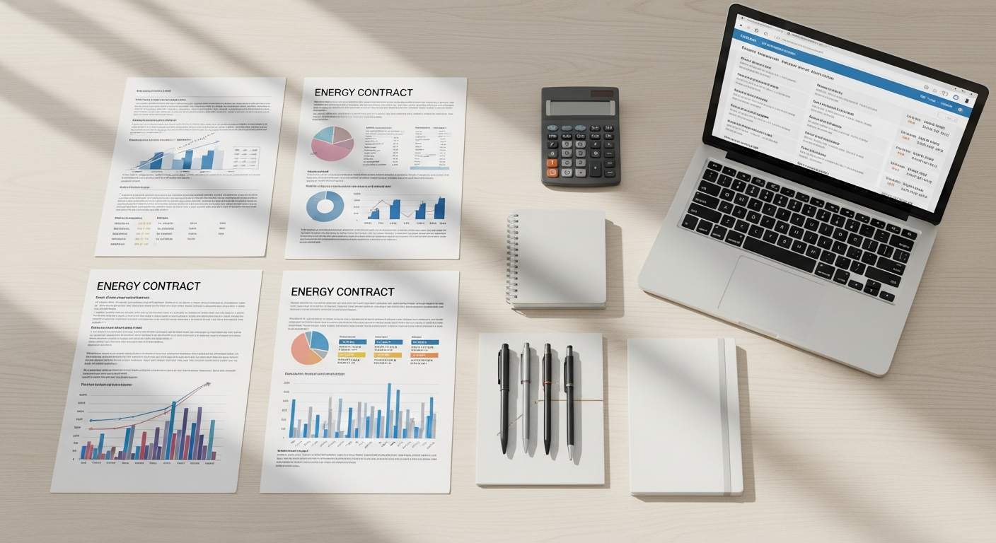 Dutch family reviewing energy bills and contract documents at home
