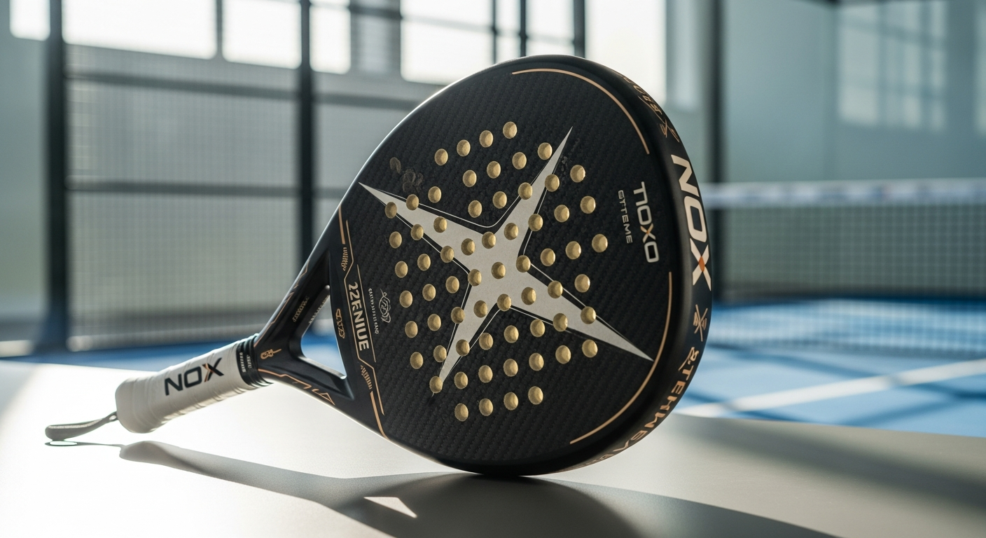 Nox AT10 Genius 12K Xtreme padel racket with teardrop frame design