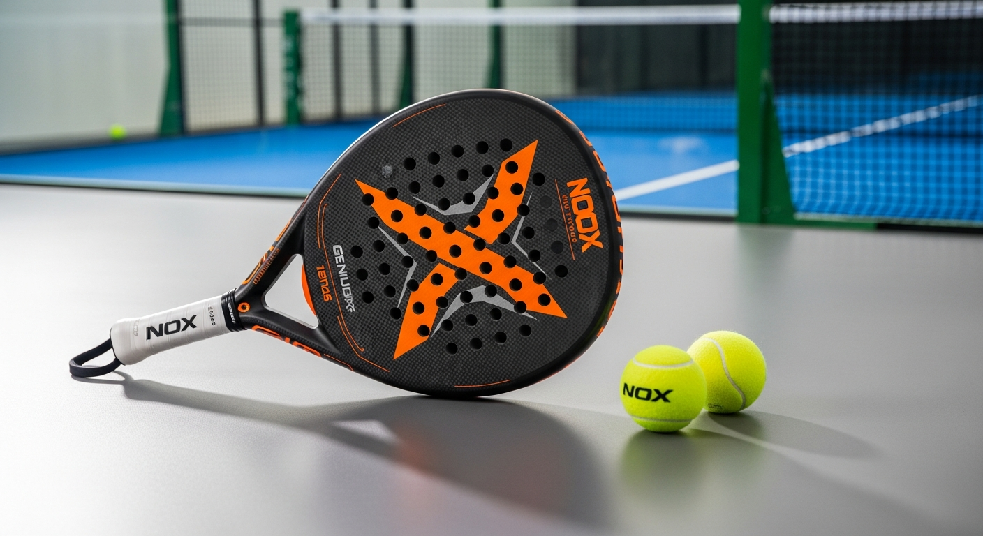 Nox AT10 Genius 12K Xtreme 2026 padel racket with carbon frame and teardrop shape design