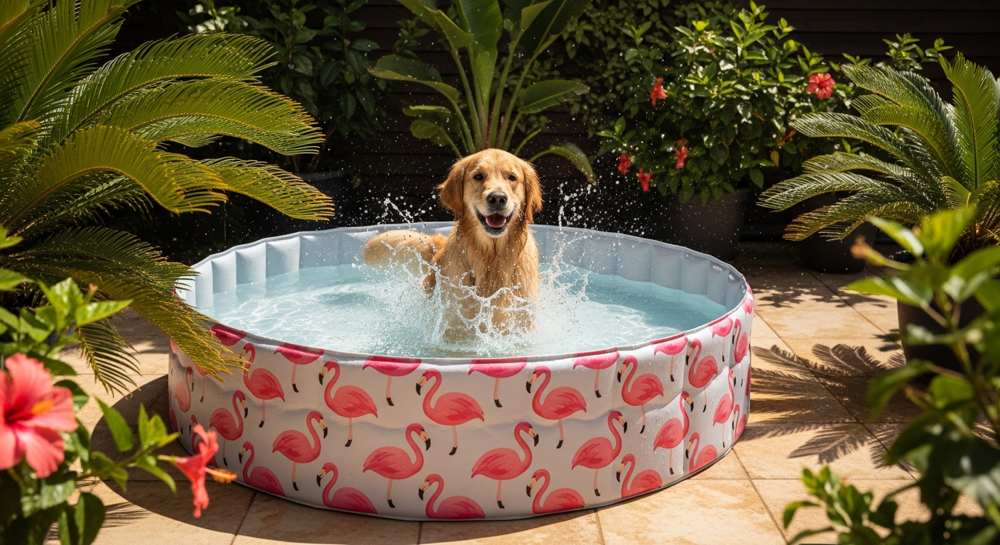 Flamingo Splatter 120cm Dog Pool Guide
