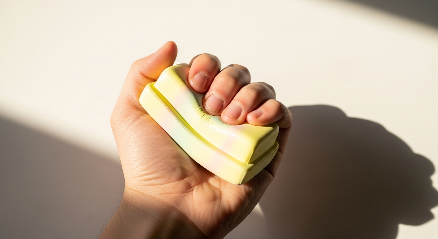 Butter-shaped yellow squishy fidget toy for stress relief and focus