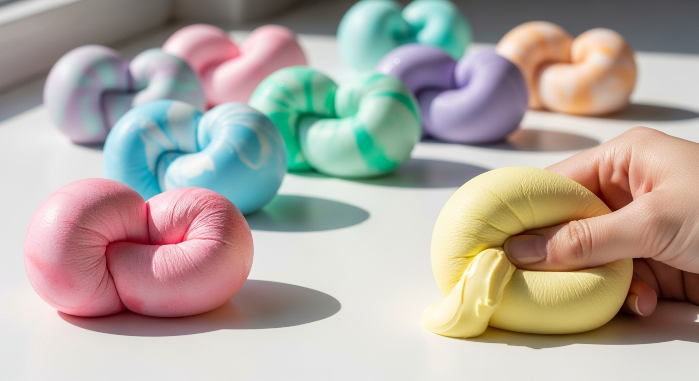 Squishy plain butter squeeze fidget toy in hand showing soft texture