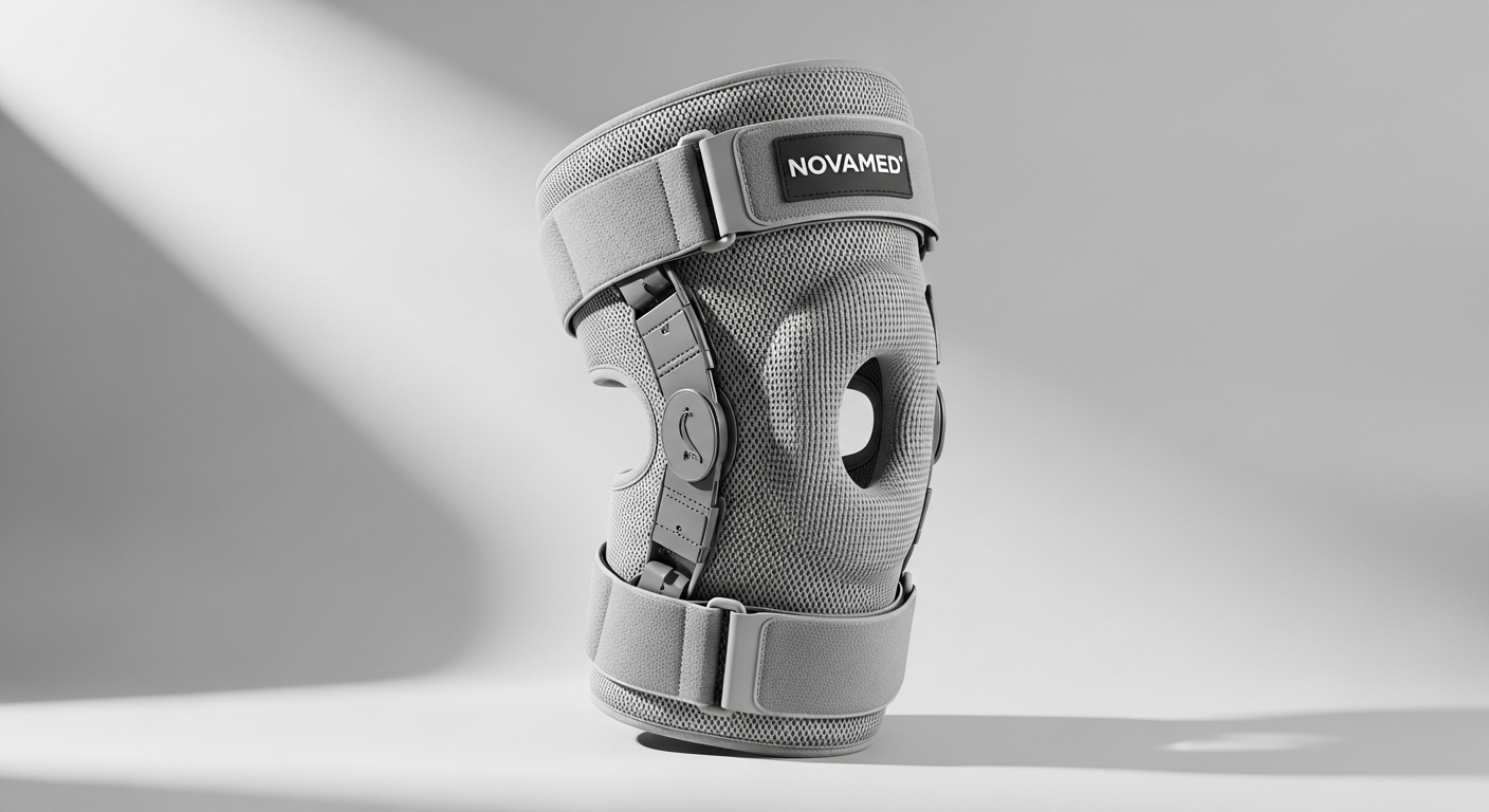 Novamed Lightweight Hinged Knee Brace with aluminum hinges and breathable fabric design
