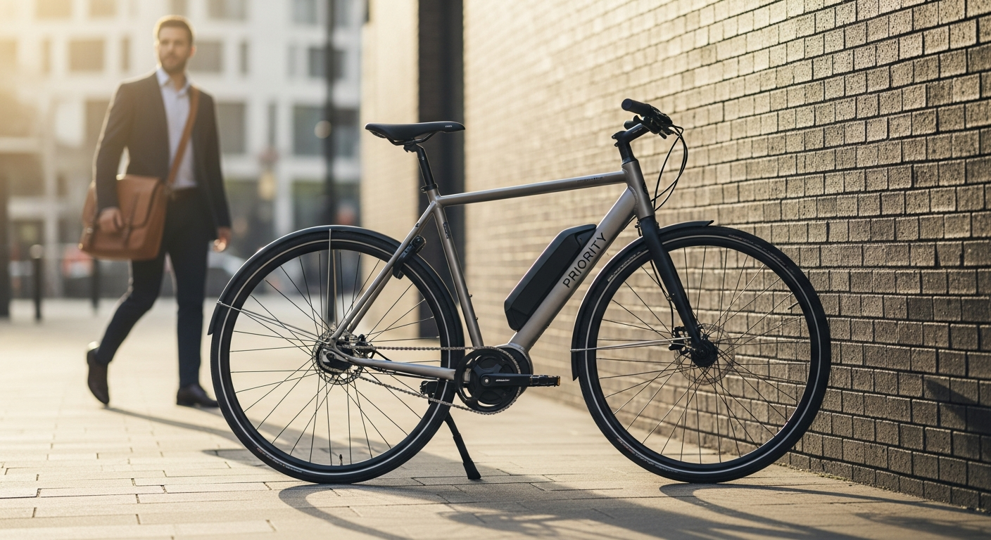 Priority Current Plus electric commuter bicycle with 500W motor and belt drive system
