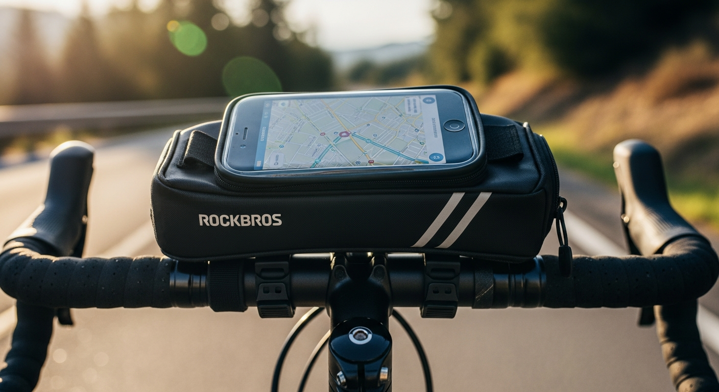 ROCKBROS waterproof bike phone front frame bag mounted on bicycle frame