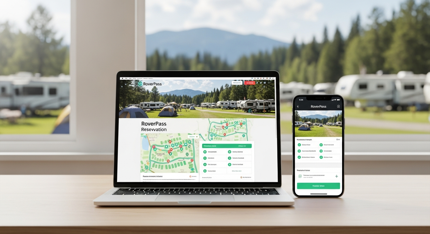 RoverPass All-in-One Reservation Platform dashboard interface for campground management