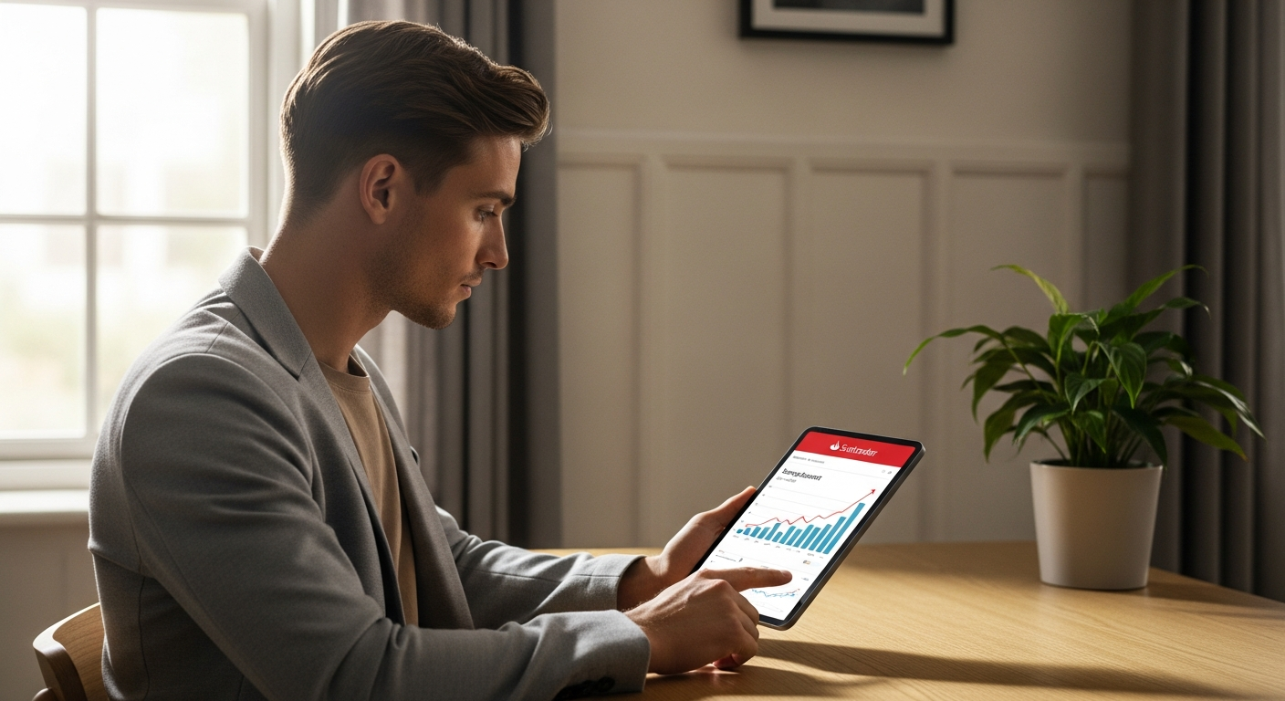Santander Belgium online savings account interface displayed on mobile banking app screen