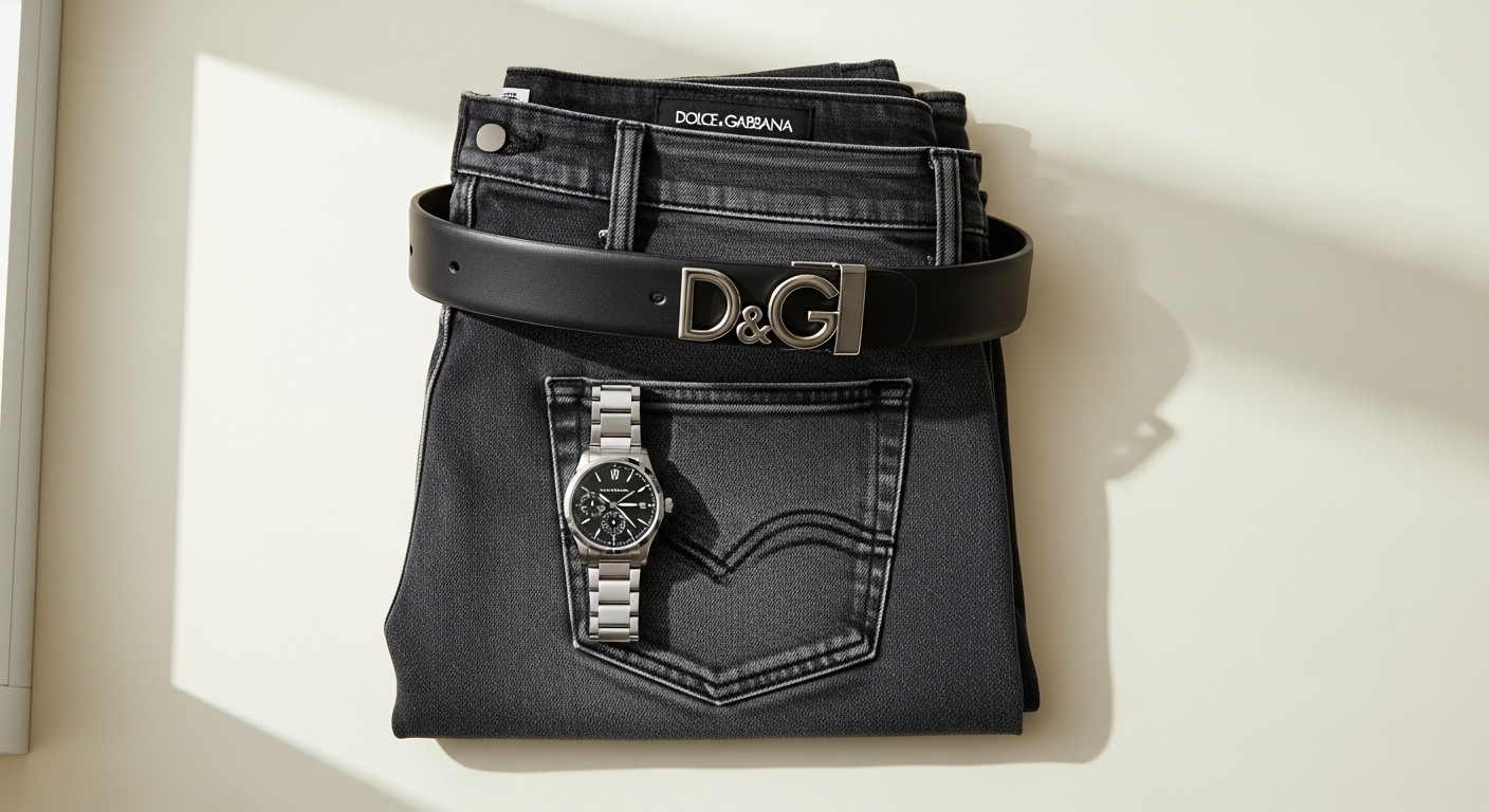 Dolce & Gabbana gray slim fit jeans styled with white button-down and blazer