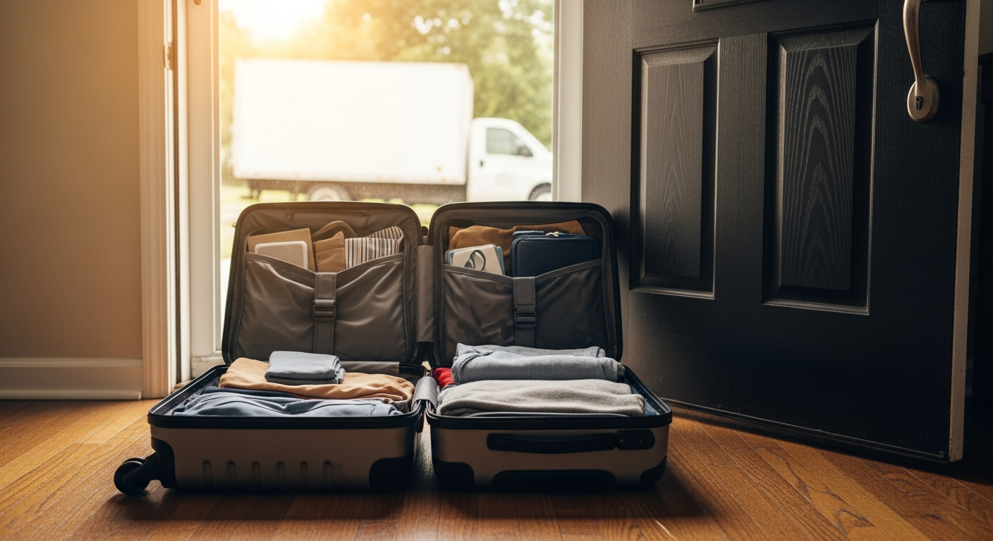 Door-to-door luggage shipping service collection and delivery process illustration
