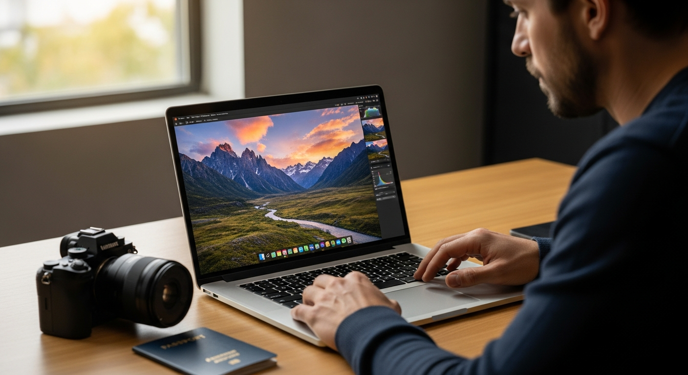 Skylum Luminar Neo AI photo editor interface showing sky replacement and landscape editing tools