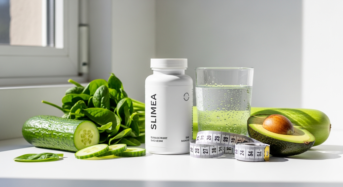 Slimea 60-day weight loss supplement package with natural ingredients displayed