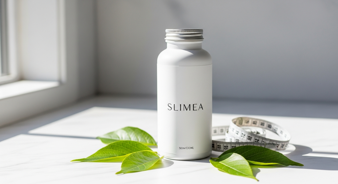 Slimea weight loss supplement bottle with natural botanical ingredients displayed
