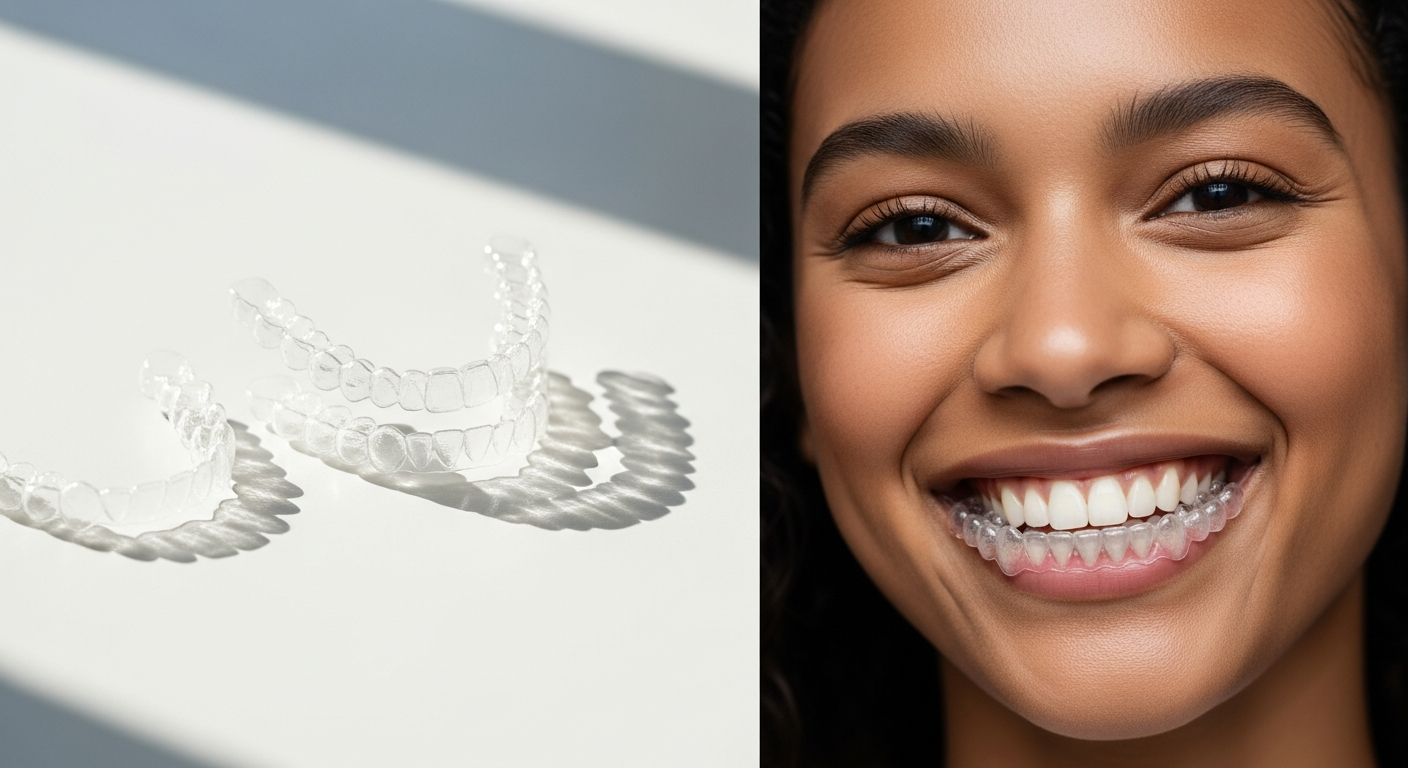 Smile White Moderate Clear Aligners package showing custom aligners, whitening kit, and retainers