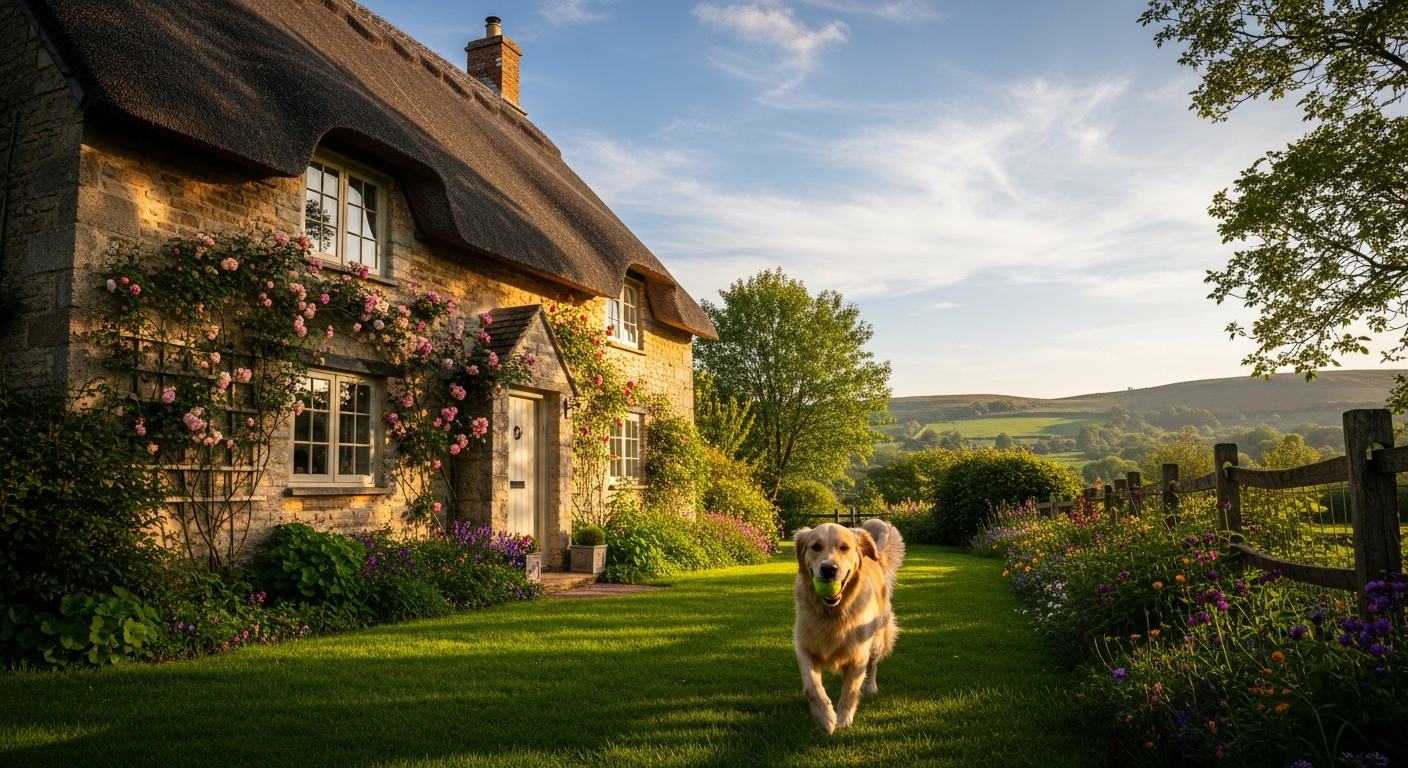 Dog-friendly UK holiday cottage with fenced garden and countryside views