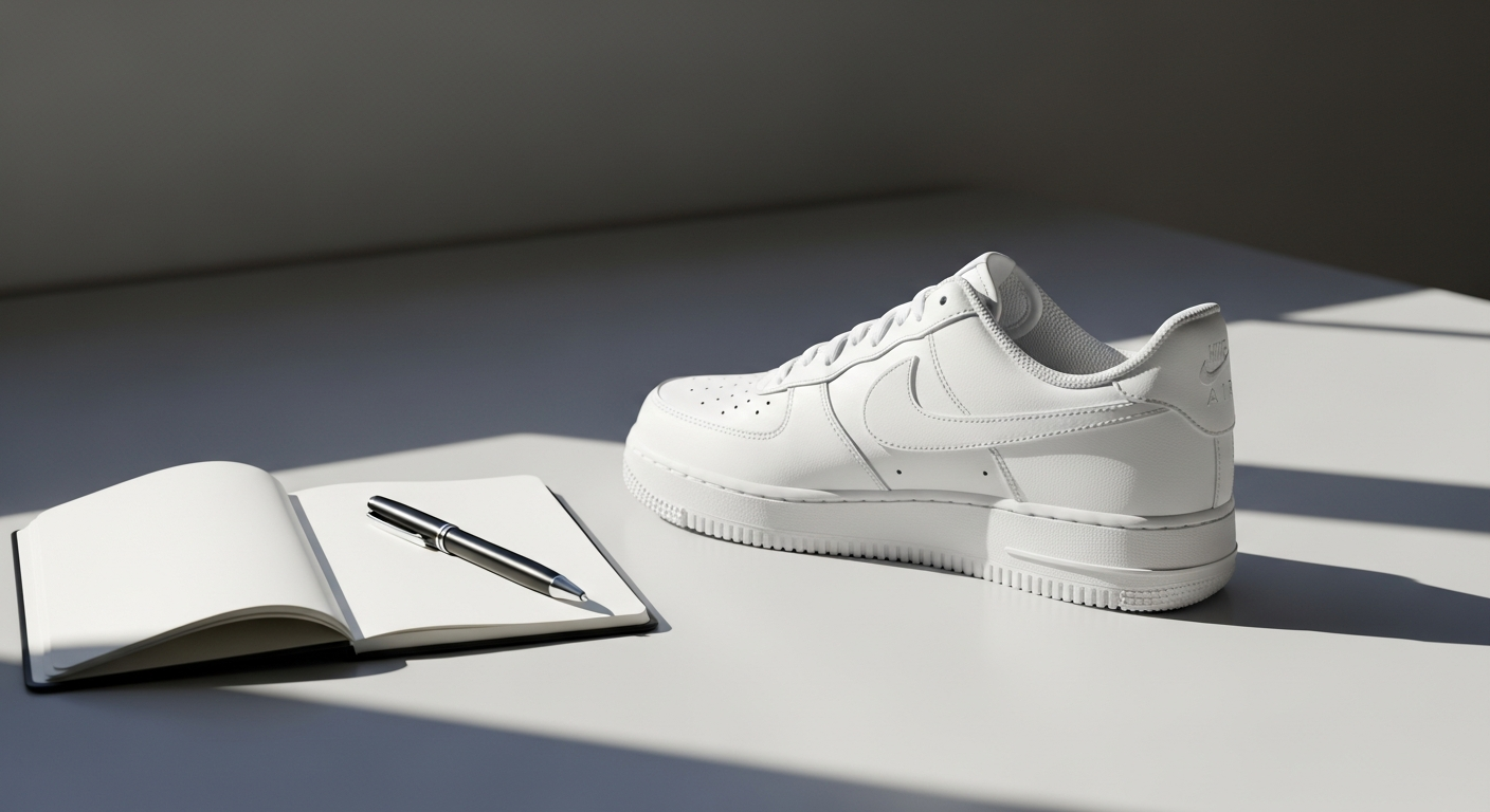 Nike Air Force 1 classic white sneaker on neutral background showcasing iconic design