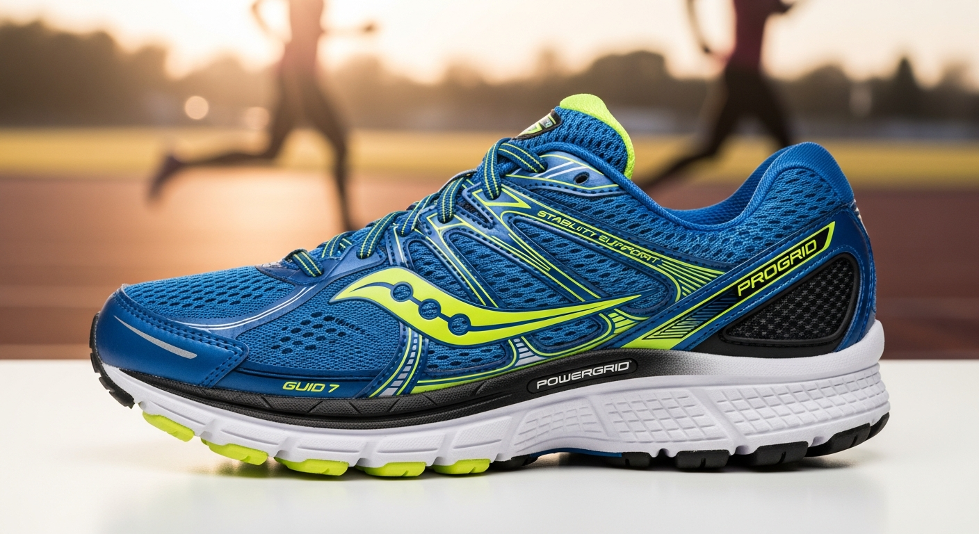 Saucony Progrid Guide 7 Retro Sneaker displaying PowerGrid cushioning and stability features