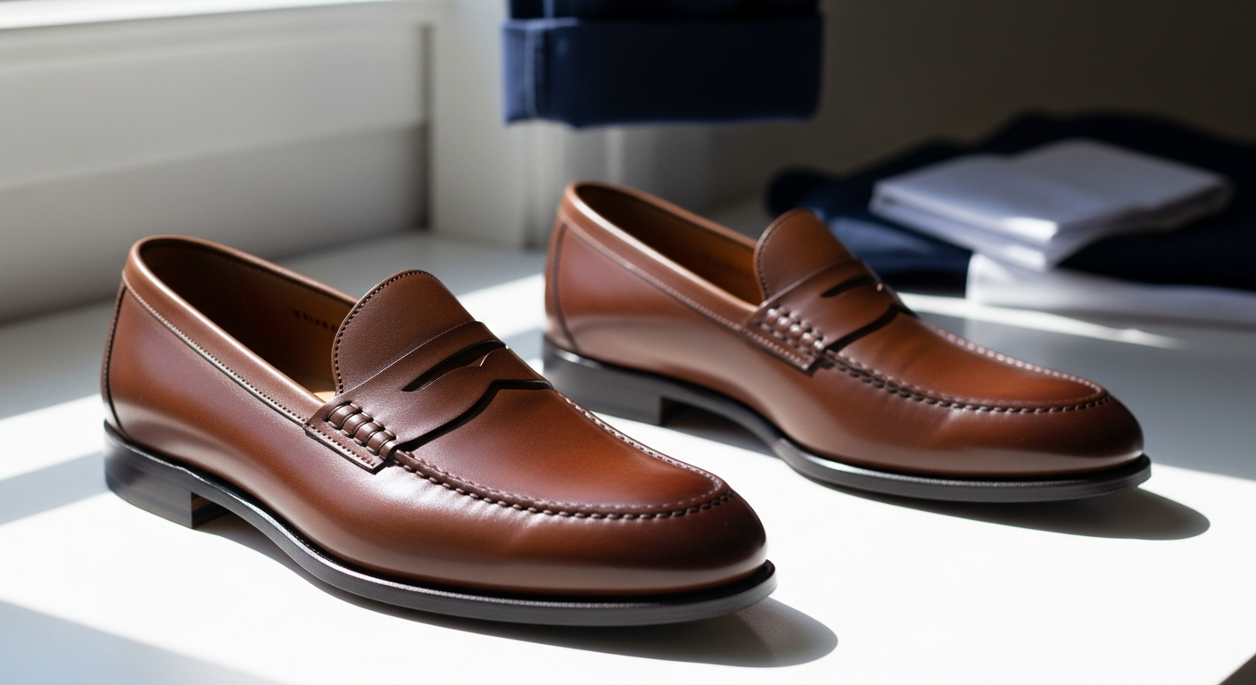Stacy Adams Beau Moc Toe Loafer in brown leather displayed on white background