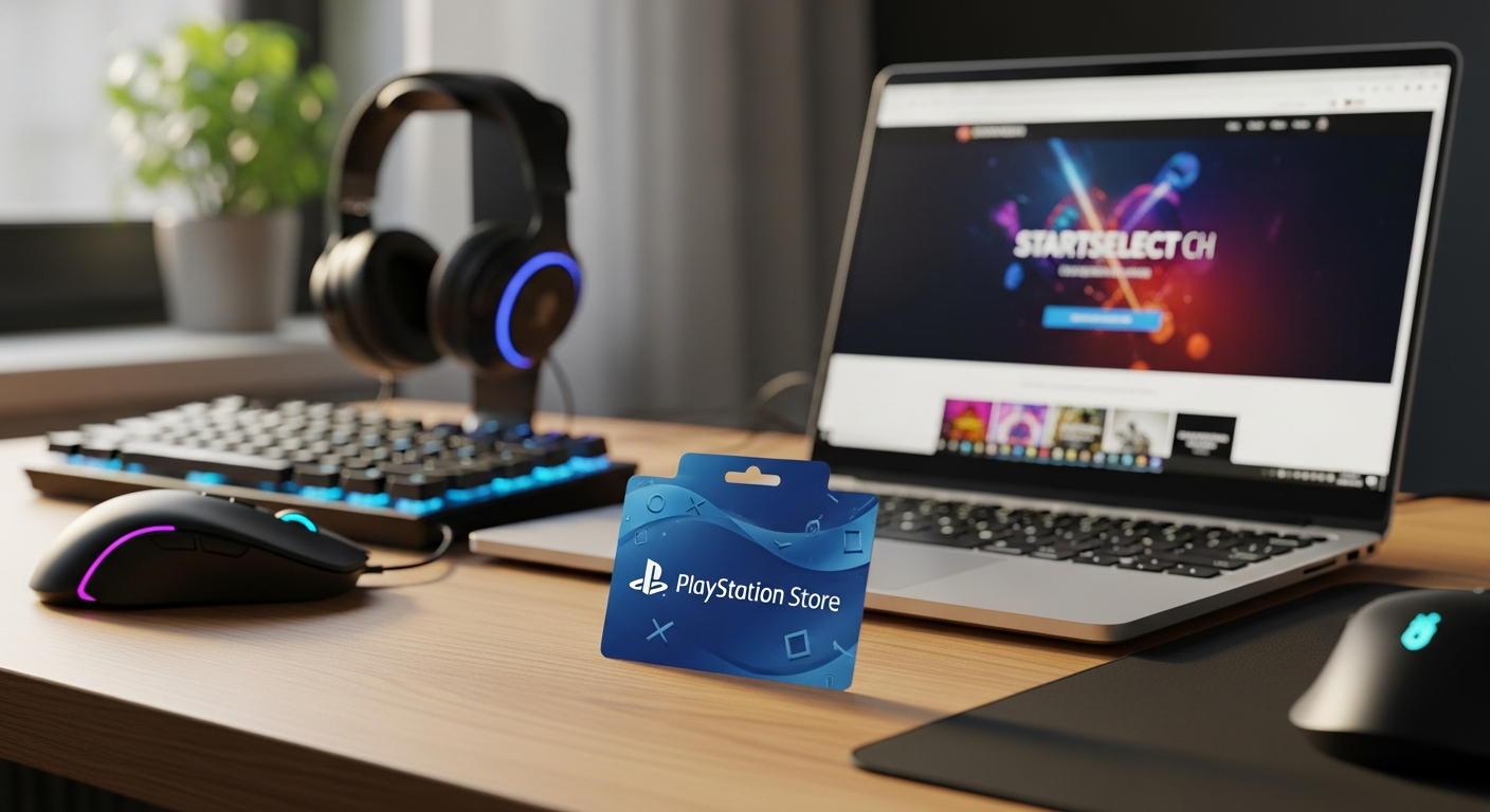 PlayStation Store Gift Card Digital code displayed on screen with CHF denomination