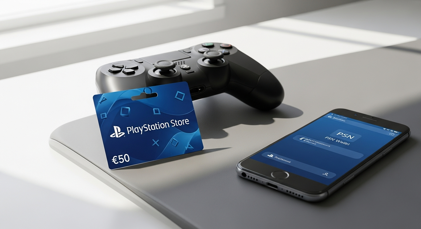 PlayStation Store Card €50 digital code displayed on gaming console screen