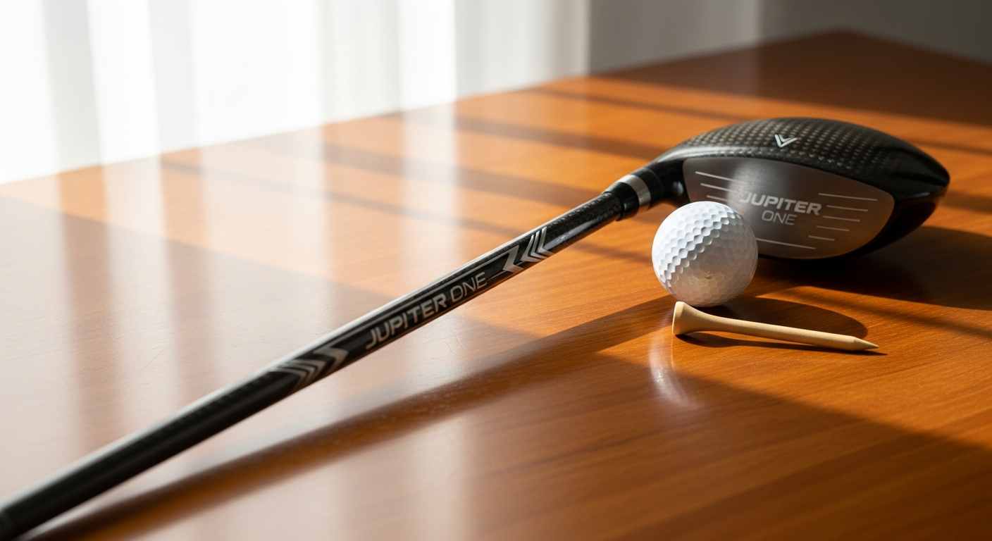 Steadfast Golf Jupiter One Driver Shaft with carbon fiber construction and professional-grade adapter displayed on white background