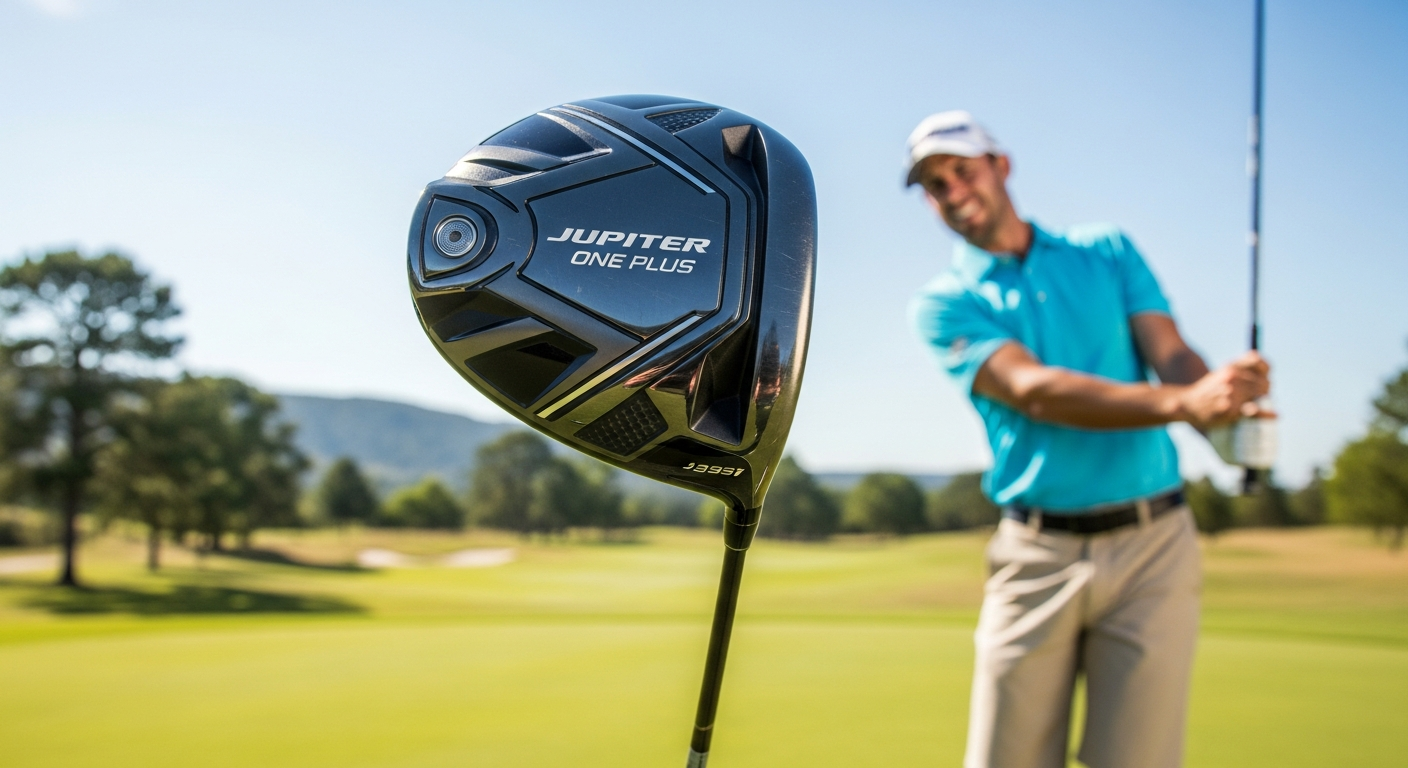 Steadfast Jupiter One Plus Driver Shaft displayed against a golf course background