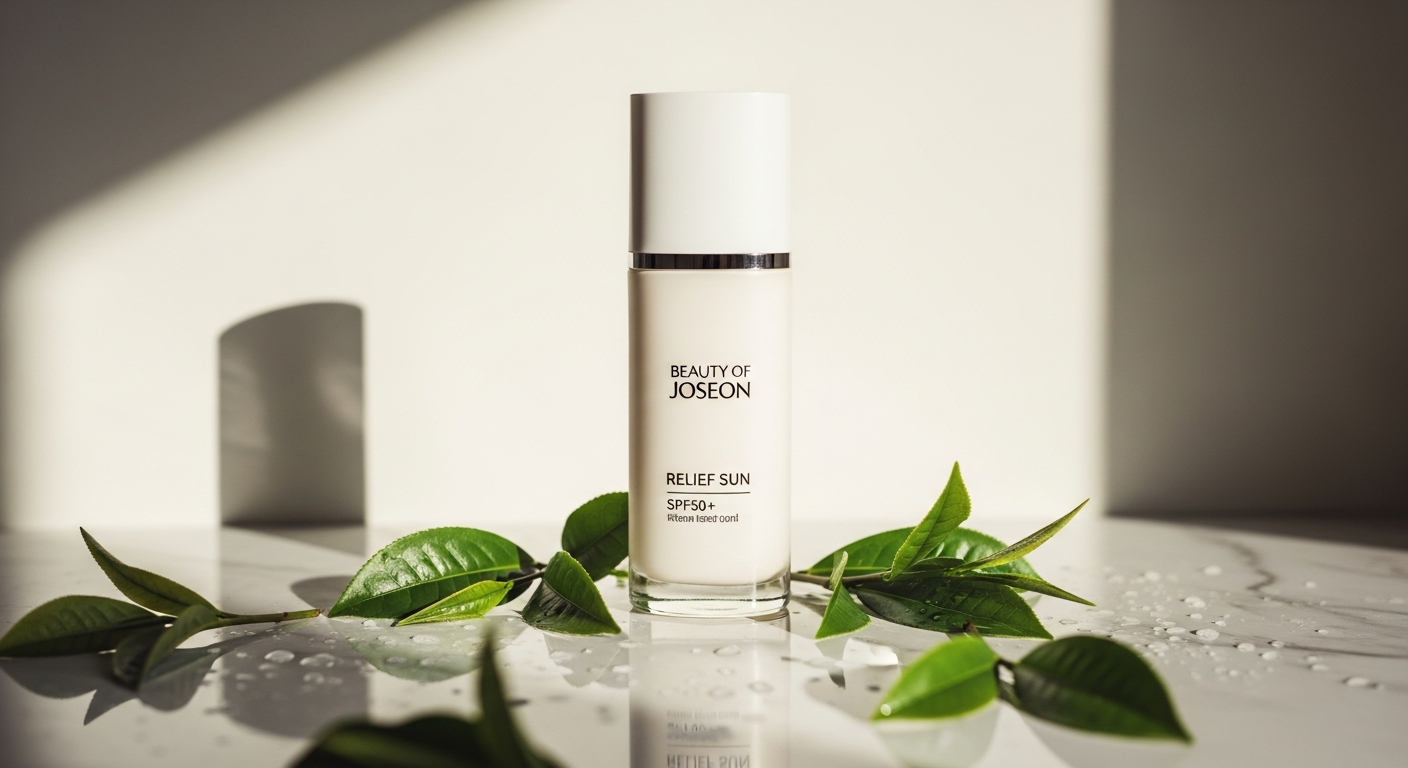 Beauty of Joseon Relief Sun SPF50+ PA++++ sunscreen bottle with rice extract and probiotics displayed