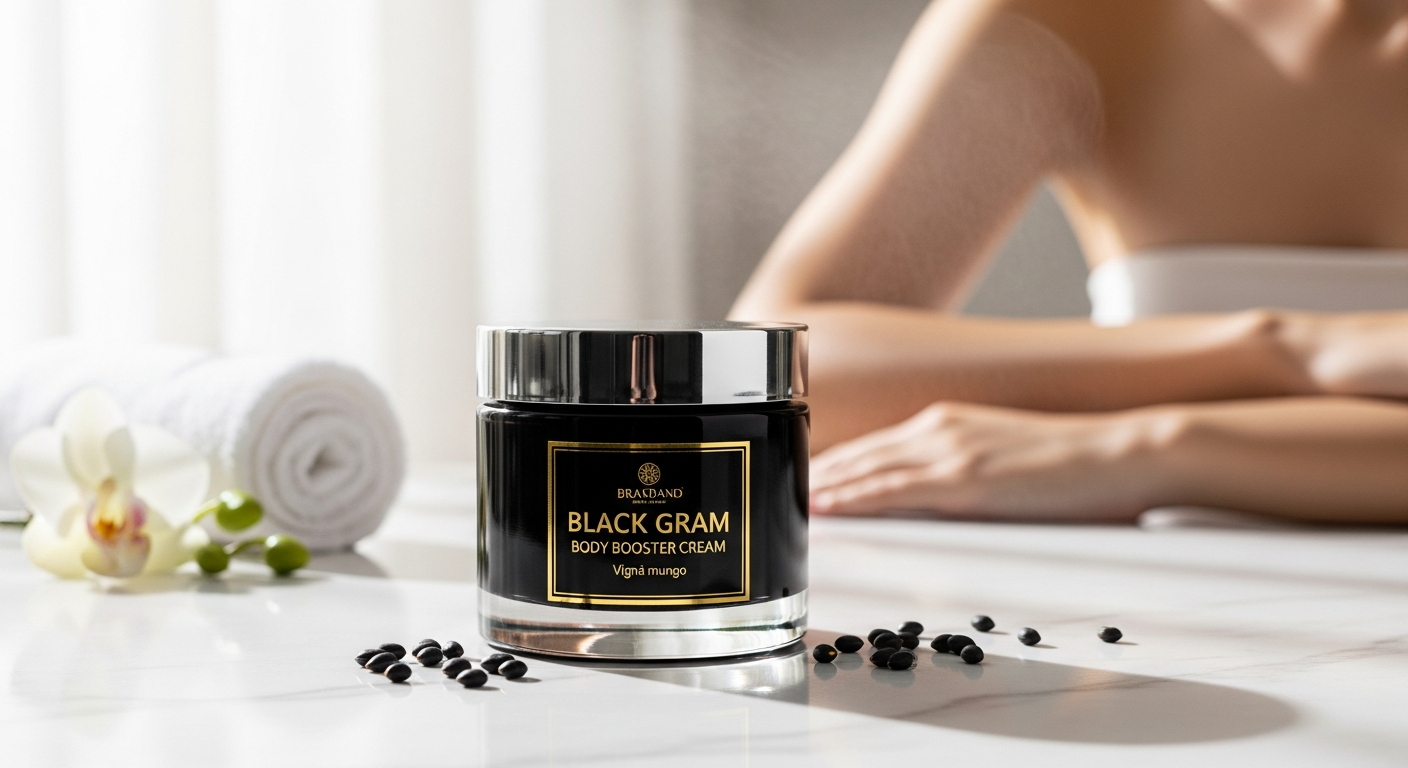 Balaayah Black Gram Body Booster jar with natural Ayurvedic ingredients displayed